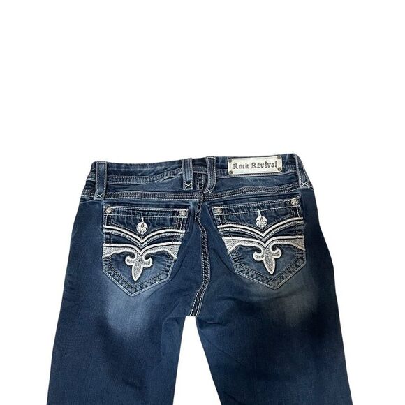 Rock Revival  Sukara Easy Crop Jeans Embellished Embroidered Women's sz 29 - Picture 8 of 9